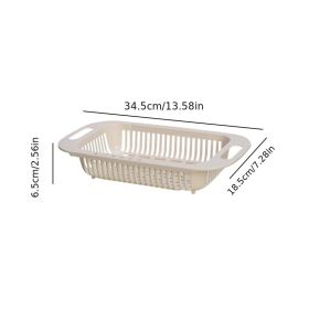 1pc Retractable Adjustable Vegetable Drain Basket; Rectangular Plastic Basket; Household Kitchen Dishwashing And Vegetable Rack; Sink Drain Basket