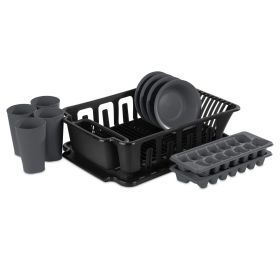 12-Piece Kitchen Set – Sink Set, Bowls, Tumblers & Ice Cube Trays, BPA-Free, Black