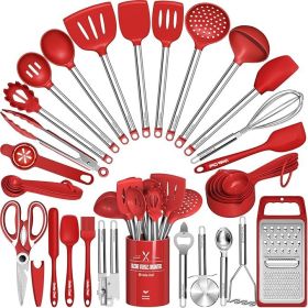 Kitchen Utensils Set- Umite Chef 34 PCs Cooking Utensils with Grater, Spoon Spatula, Heat Resistant Food Grade Silicone