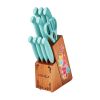 Breezy Blossoms 11 Piece Stainless Steel Knife Block Set Teal