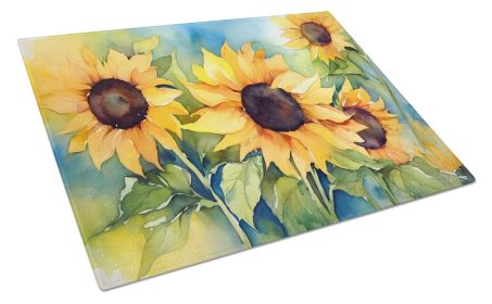 NEW Sunflowers in Watercolor Glass Cutting Board Decorative Tempered Glass Kitchen Cutting and Serving Board Large Size Chopping Board